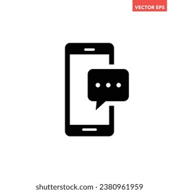 Icono relleno de mensaje de texto único negro, mensaje de teléfono digital simple pictograma de diseño plano, vector infográfico para el logo de la aplicación sitio web botón ui ux elementos de interfaz aislados en fondo blanco