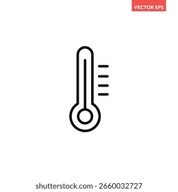 Icono de línea de un solo termómetro negro, pictograma de Vector de diseño plano de herramienta de Clima simple, Vector de infografía para App logo Sitio web de Web Anuncio de Botón ui ux Elementos de interfaz aislados sobre fondo blanco