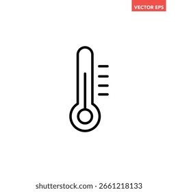 Schwarzes einzelnes Thermometer-Linien-Symbol, einfaches Wetter-Tool flaches Design, Vektor-Piktogramm, Infografik-Vektor für App Logo Web-Website-Button Banner ui ux Schnittstellenelemente einzeln auf weißem Hintergrund