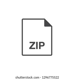 Black single thin line zip file format icon concept. Simple data document flat design vector infographic pictogram for app ads web website button ui ux interface elements isolated on white background