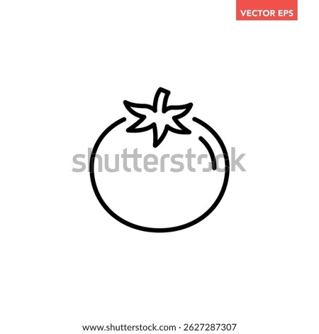 Black single tomato line icon, simple vegetable flat design pictogram, infographic vector for app logo web button ui ux interface isolated on white background