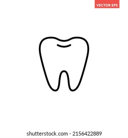 Black single tooth line icon, simple outline dental care flat design pictogram, infographic vector for app logo web button ui ux interface element isolated on white background