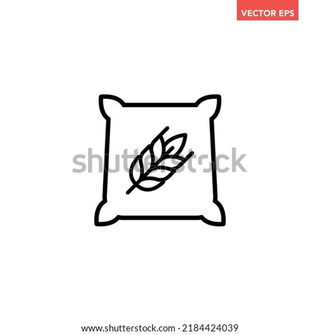 Black single wheat sack flour line icon, simple natural farming graphic flat design pictogram, infographic vector for app logo web button ui ux interface elements isolated on white background
