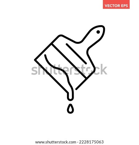 Black single wide wall paint brush line icon, simple industrial painting tool flat design pictogram, infographic vector for app logo web button ui ux interface elements isolated on white background