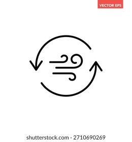 Icono de línea de equilibrio de circulación de un solo viento negro, Vector de pictograma de infografía de diseño plano de reducción de reciclaje para anuncios de logotipos de App Botón de Web ui ux Elementos de interfaz aislados sobre fondo blanco