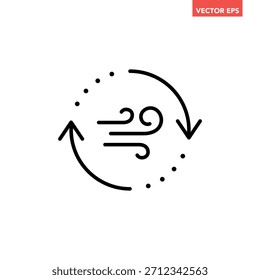 ícone de linha de balanço de circulação de vento único preto, redução de reciclagem de emissão plana design infográfico pictograma vetor para o aplicativo logotipo anúncios botão da web elementos de interface de ui ux isolados no fundo branco