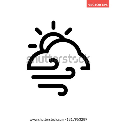 Black single wind storm line icon, simple flow wave flat design vector pictogram, infographic vector for app logo web website button banner ui ux interface elements isolated on white background