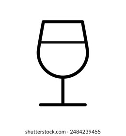 Icono de línea de vidrio de vino simple negro	