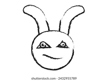 Black sinister rabbit face icon on white background.