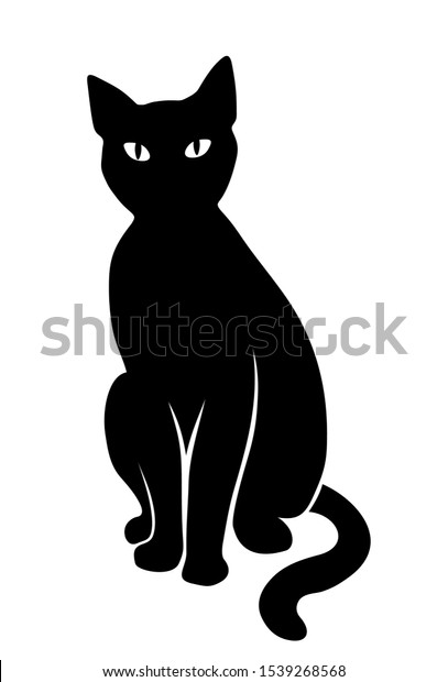 Gato negro sentado. Silueta negra vectorial.: vector stock (libre de regalías) 1539268568 |