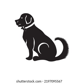 Black Sitting Dog Vector Icon Art in White Background
