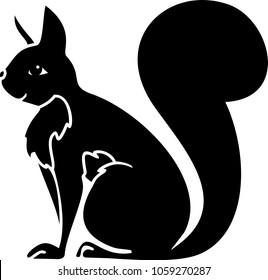 Black sitting squirrel on white background