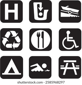 the black six different vector sings and symbols 