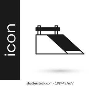 Black Skate park icon isolated on white background. Set of ramp, roller, stairs for a skatepark. Extreme sport.  Vector