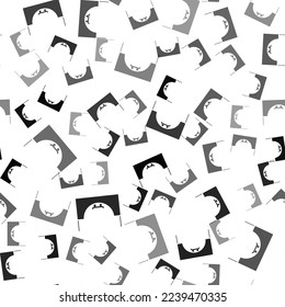Black Skate park icon isolated seamless pattern on white background. Set of ramp, roller, stairs for a skatepark. Extreme sport.  Vector Illustration