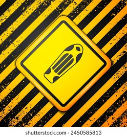 Black Skateboard deck icon isolated on yellow background. Extreme sport. Sport equipment. Warning sign. Vector