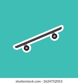 Black skateboard icon flat. Vector illustration