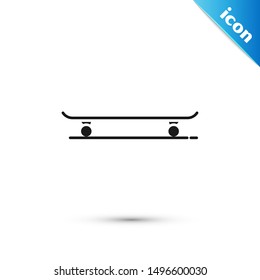 Black Skateboard icon isolated on white background. Extreme sport. Sport equipment.  Vector Illustration