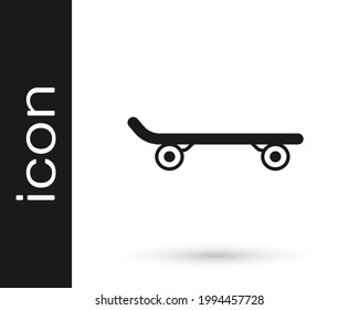Black Skateboard icon isolated on white background. Extreme sport. Sport equipment.  Vector