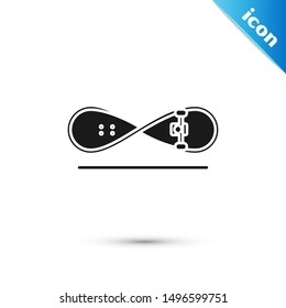 Black Skateboard trick icon isolated on white background. Extreme sport. Sport equipment.  Vector Illustration