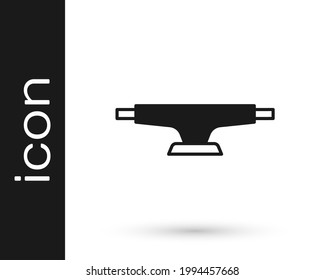 Black Skateboard wheel icon isolated on white background. Skateboard suspension. Skate wheel.  Vector