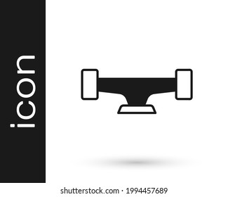 Black Skateboard wheel icon isolated on white background. Skateboard suspension. Skate wheel.  Vector
