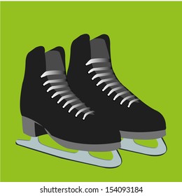 black skates on green background