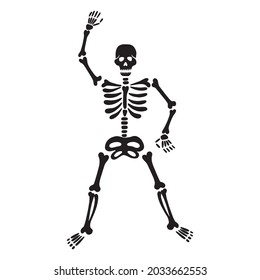 Black skeleton dancing Vector illustration