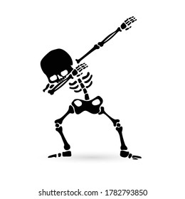 Black skeleton doing dab dance move, isolated vector design 