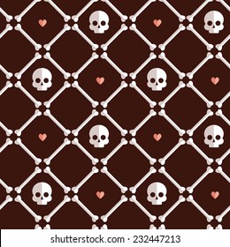 Black skeleton seamless flat pattern. 