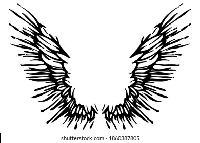 Black skeleton wings, vector background