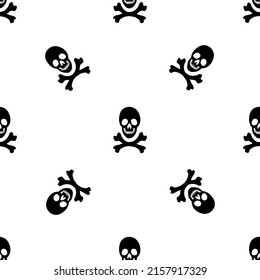 Black skeletons in various poses pattern. Halloween design. Perfect for fall, holidays, fabric, textile. Seamless repeat swatch.