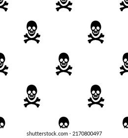 Black skeletons in various poses pattern. Halloween design. Perfect for fall, holidays, fabric, textile. Seamless repeat swatch.