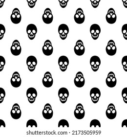Black skeletons in various poses pattern. Halloween design. Perfect for fall, holidays, fabric, textile. Seamless repeat swatch.