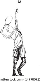 Black sketch athlete, tennis player vector