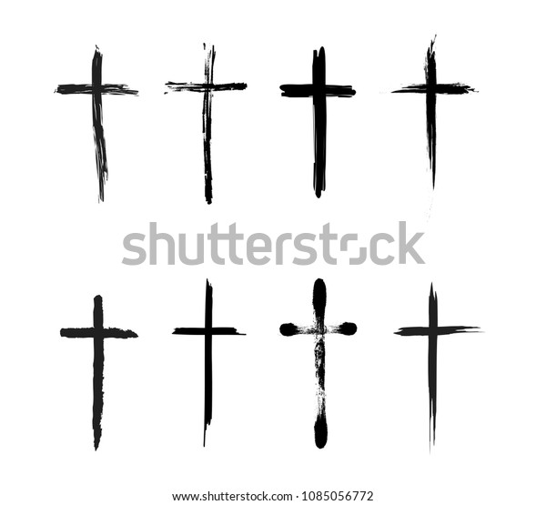 Vector de stock (libre de regalías) sobre Black Sketch Crosses Vector