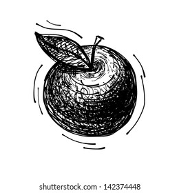black sketch drawing of apple