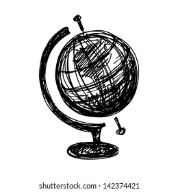 Black Sketch Drawing Of Globe