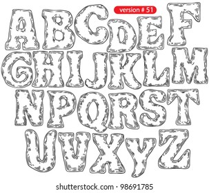 black sketch line alphabet