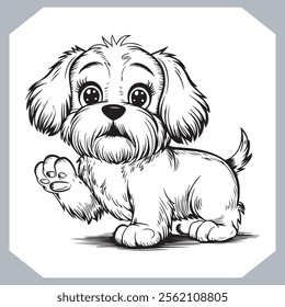 Black Sketch Outline Cute Dog Vector Collection