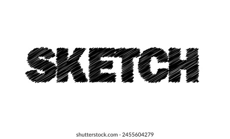 Black Sketch Text Vector design, Sketching Texture (Editable Color) with PNG