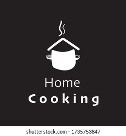 Black Sketched Silhouette of Pot. Retro Style. Cookery Poster. Design Element for Cooking Club, Cafe, Restaurant or Home Cooking. Logo design. Vector illustration.
