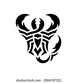 Black sketchy scorpion. Sharp claws and tail. Simple linear style for icons, tattoo or logo. The isolated object on a white background. Vector illustration.