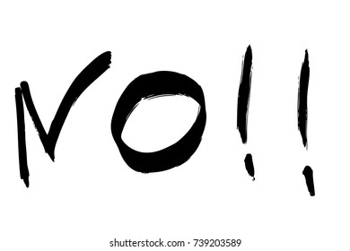 Black Sketchy Sign "No", Big Marker, Isolated on White
