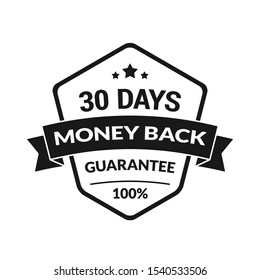 Black skewed hexagonal 30 Days Money Back Guarantee (editable color)