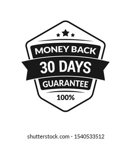 Black skewed hexagonal 30 Days Money Back Guarantee (editable color)