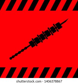 Black skewers on a red background, vector illustration for design
