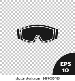 Black Ski goggles icon isolated on transparent background. Extreme sport. Sport equipment.  Vector Illustration