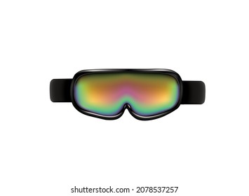 Black ski googles. front view. vector