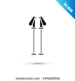 Black Ski poles icon isolated on white background. Extreme sport. Skiing equipment. Winter sports icon.  Vector Illustration